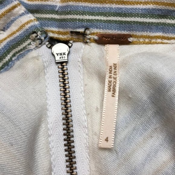 Free People Yours Truly striped linen chevron neutral mini skirt size 4 - Picture 8 of 8